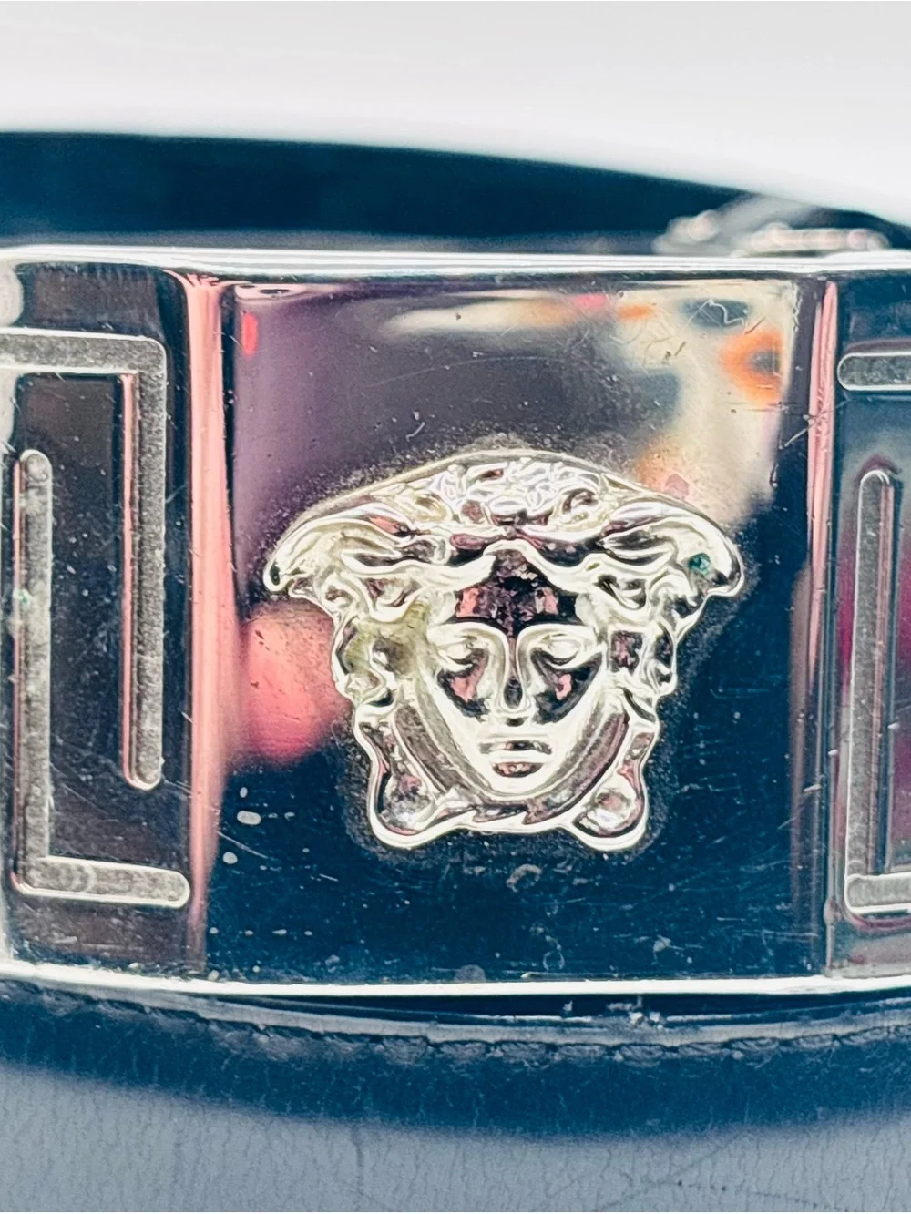 Gianni Versace Medusa Black Leather Belt Size 90/36
